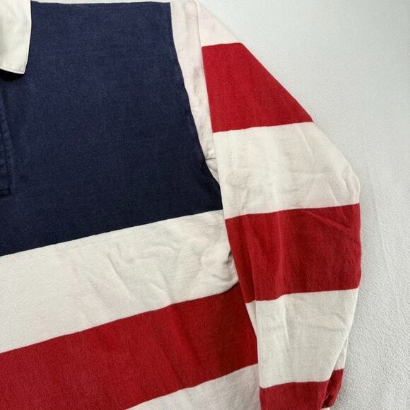 Vintage Lands End Rugby Shirt Men's XL Tall XLT Red White Blue USA Made Flag 90s - Picture 4 of 16